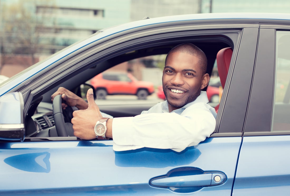 a person driving a car